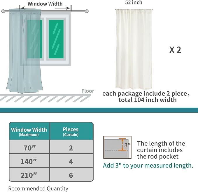 BGment Oatmeal Semi Sheer Curtains - Image 9