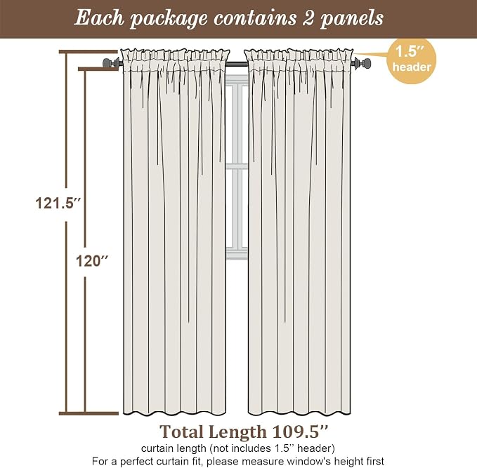 Chyhomenyc Extra Long Dusty Blue Sheer Curtains 120 Inch Length 2 Panels Set - Image 4