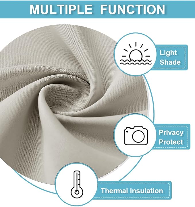 RYB HOME Half Curtain Tiers 36 inch Length, Rod Pocket Summer Heat Blocking - Image 3