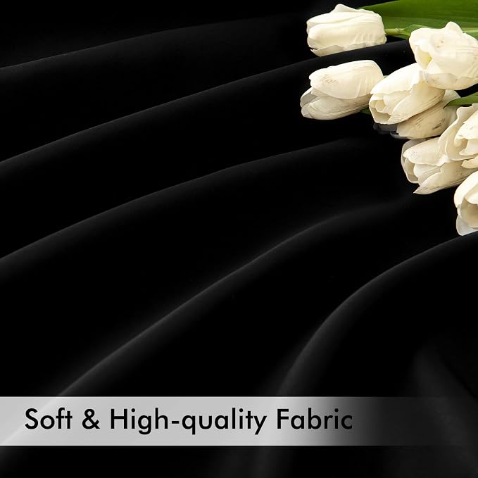 MIULEE Black Back Tab Blackout Curtains 52x120 Inch Long 2 Panels Set | Rod - Image 6