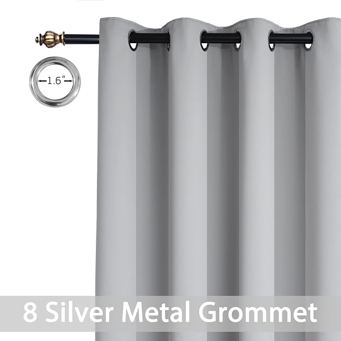 Yakamok Light Gray Blackout Curtain Panels 96 inches - Image 2