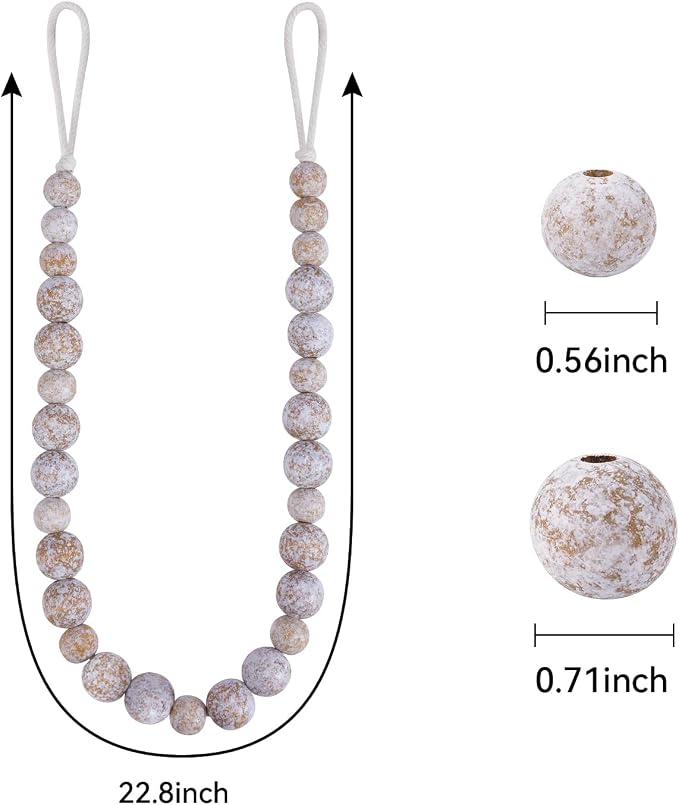 Wood Bead Curtain Tiebacks, KLOGTSIND Set of 2 Curtain Holdbacks - Image 4