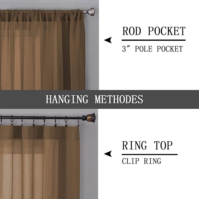 Tollpiz Sheer Curtains Living Room Linen Textured Curtain Sheers Light - Image 5