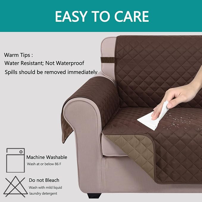 U-NICE HOME Reversible Recliner Chair Covers, Chocolate/Taupe | 23''Armchair - Image 5