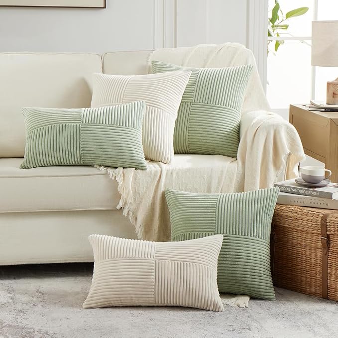 Fancy Homi 2 Packs Sage Green Decorative Throw Pillow Covers 22x22 Inch - Image 6
