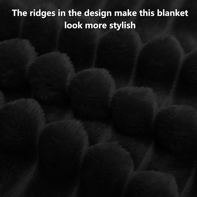 HIMEET Black Ribbed Queen Size Blanket - Image 8