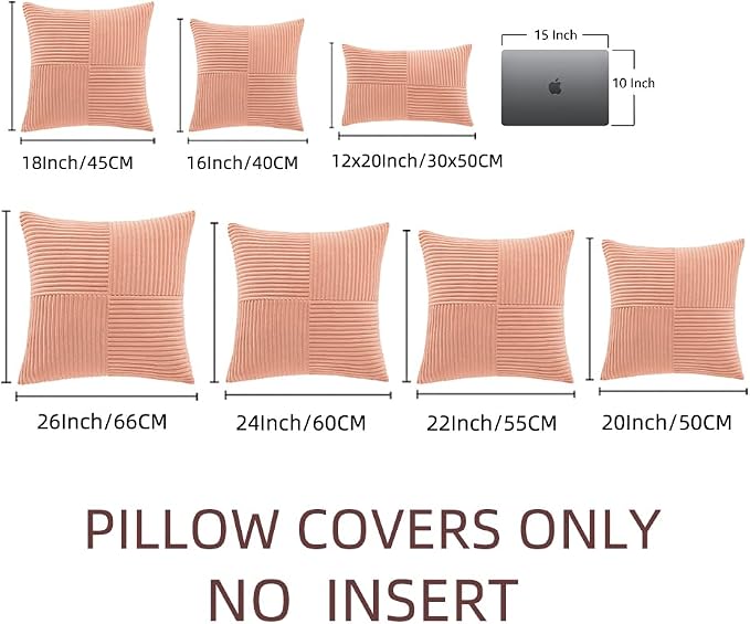 Fancy Homi 2 Packs Coral Euro Decorative Throw Pillow Covers 26x26 Inch - Image 6