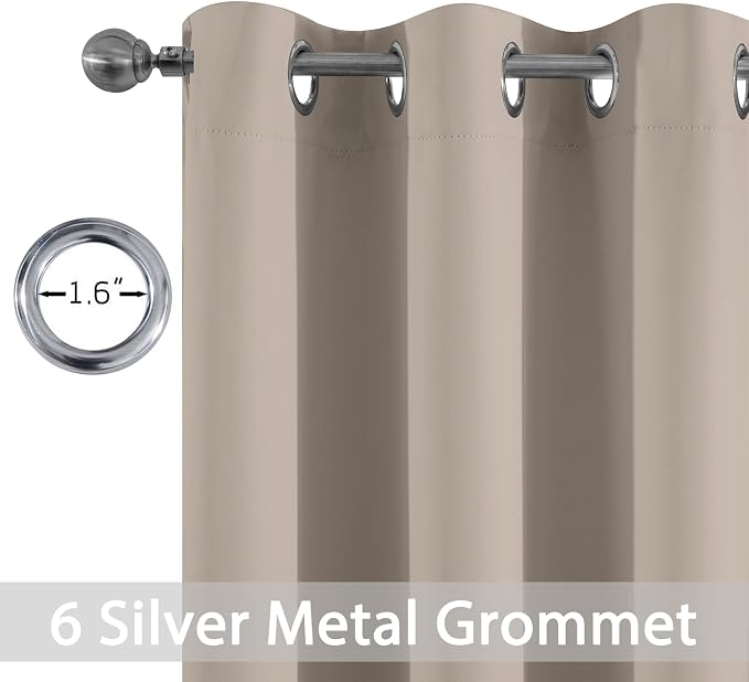 Yakamok Room Darkening Natural Blackout Curtains Thermal Insulated Grommet - Image 3