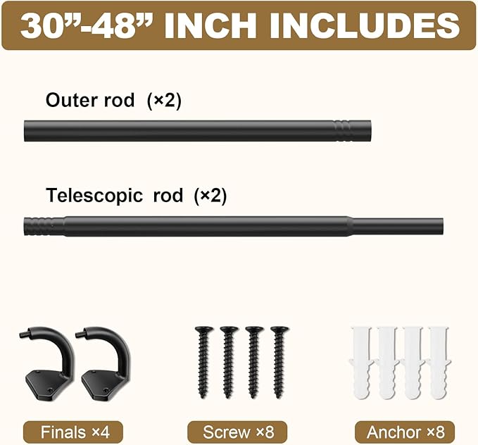 GXOACKJ Black Wrap Around Curtain Rods - Image 5
