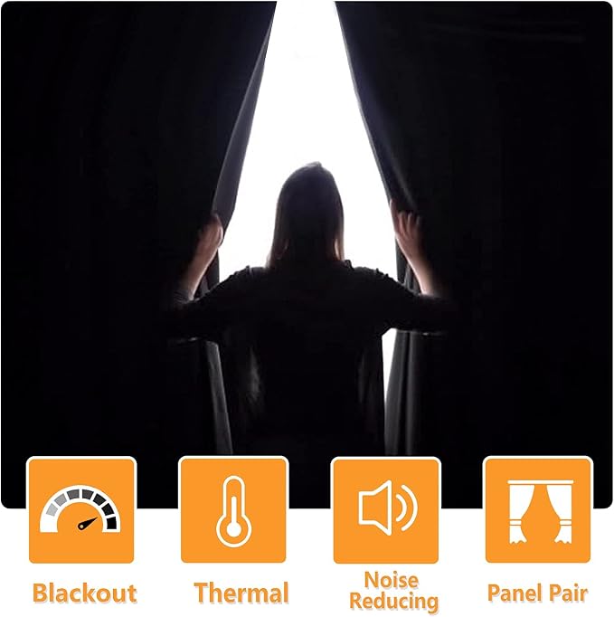 Blackout Curtains for Bedroom, 52 x 30 Inch, 2 Panels | Thermal Insulated & - Image 3