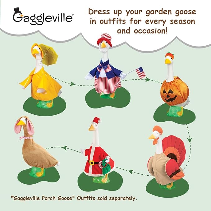 Fox Valley Traders Gaggleville Porch Goose Large White Goose Statue – Charming 23" Outdoor Decorative Figurine for Garden, Patio, or Entryway Accent