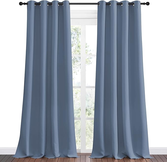 NICETOWN Stone Blue Room Darkening Curtain Panels 90" Length - Image 2