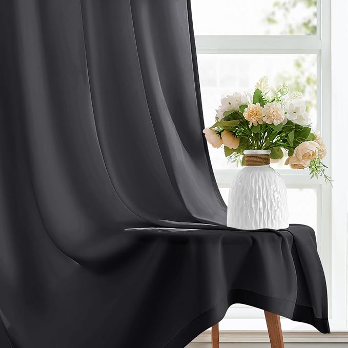 HOMEIDEAS Halloween Non-See-Through Black Privacy Sheer Curtains, 52 X 63 - Image 5