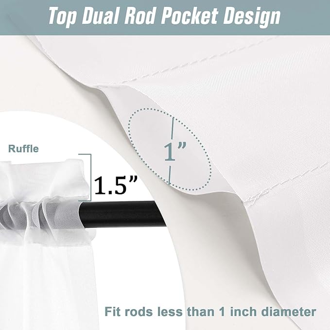 Extra Wide White Sheer Curtains - Image 3