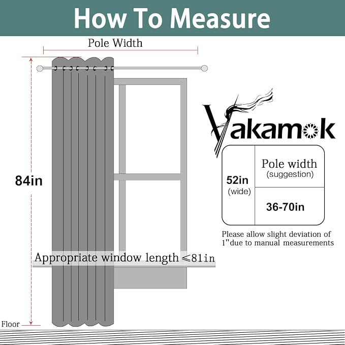 Yakamok Light Grey 100% Blackout Curtains 84 Inches Long 52" Wide 1 Panel | - Image 8