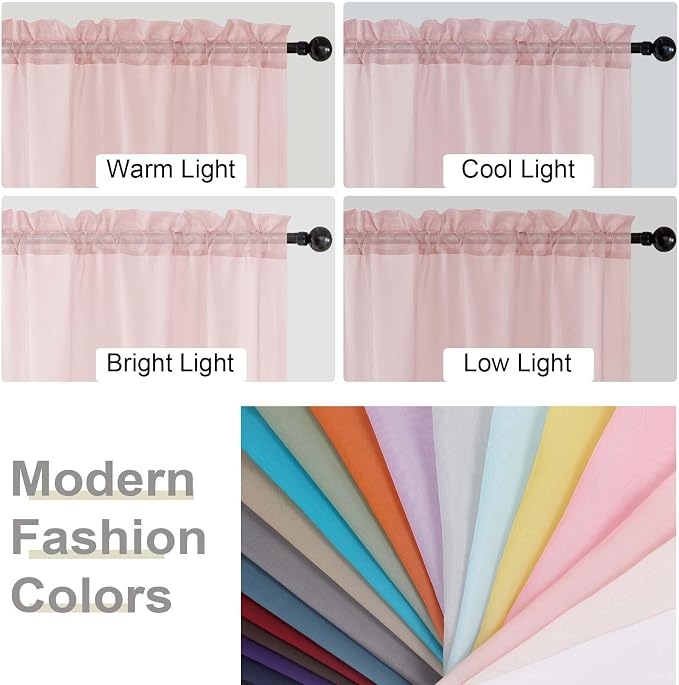 Blush Sheer Curtains 84 Inches Long 2 Panels, Soft Airy Light Filtering Curtains - Image 6