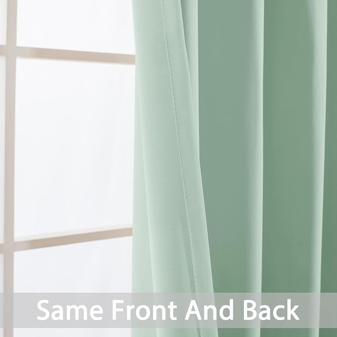 Yakamok Room Darkening Curtains 52x63 inch Light Sage Green-Living Room | 2 - Image 3
