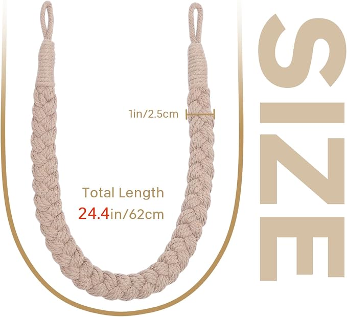 NICEEC 4 Pack Natural Cotton Rope Curtain Tiebacks Elegant Boho Style - Image 3