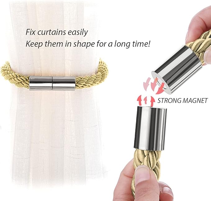 NICEEC 6 Pack Strong Magnetic Curtain Tiebacks Modern Simple Style Drape Tie - Image 4