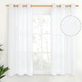 YoungsTex White Linen Semi Sheer Curtains 45 Inch Length 2 Panels | Short Light by YoungsTex