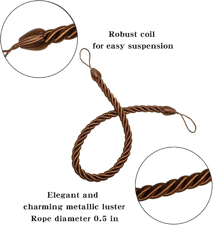 BEL AVENIR Curtain Ropes Tiebacks Tie-Backs, Curtain Handmade Holdbacks - Image 2