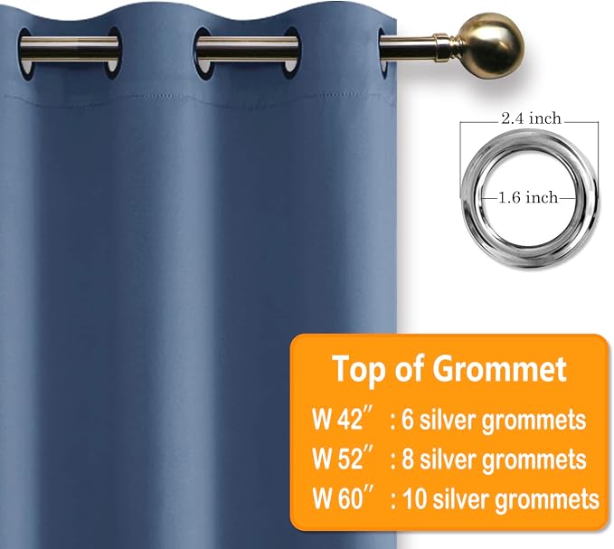 Grommet Blackout Curtains for Bedroom, 70 x 84 Inches, Window Drapes, Living - Image 5