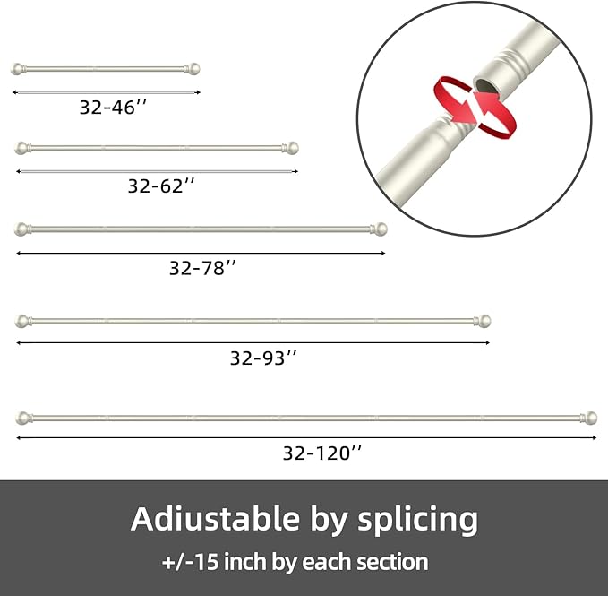 GXOACKJ Curtain Rods for windows 28-78 inch, 5/8 inch Decorative Nickel - Image 6