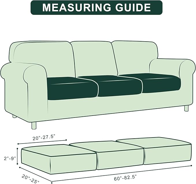 Hokway Stretch Couch Cushion Covers, 3 Piece Individual Sofa Cushion - Image 3