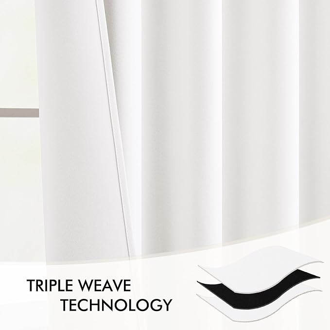 MIULEE Pure White Back Tab Blackout Curtains 52x72 Inches Long 2 Panels Set | - Image 7