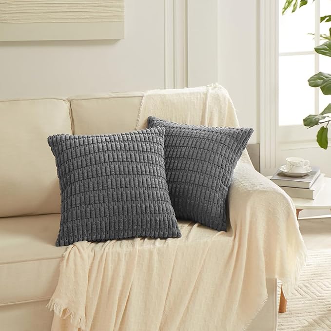 Fancy Homi 4 Packs Dark Grey Decorative Throw Pillow Covers 16x16 Inch - Image 6
