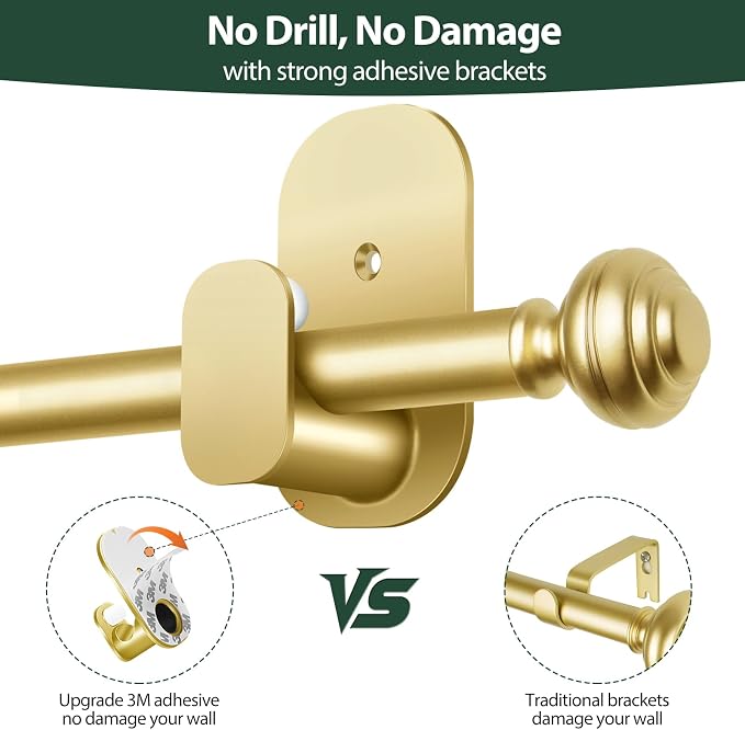 KAMANINA 2 Pack Curtain Rods No Drilling - Image 5