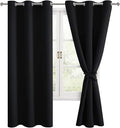 Blackout Curtains for Bedroom, 42 x 63 Inches Length Black 2 Panels | Thermal by Hiasan