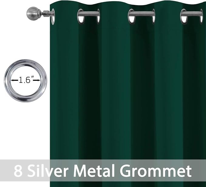 Yakamok Room Darkening Curtains 52x96 inch Length Dark Green-Living Room | 2 - Image 4