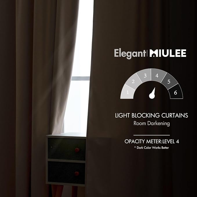 MIULEE Velvet Curtains 52x84 inches 2 Panels Light Taupe Blackout Curtains | - Image 5