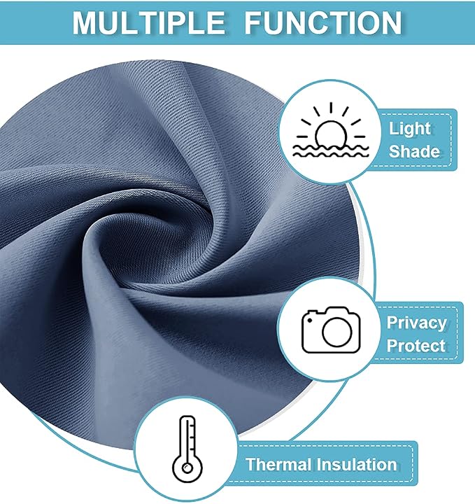 RYB HOME Basement Bathroom Kitchen Cafe Blackout Privacy Curtains, Short - Image 6