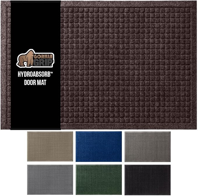 GORILLA GRIP® Ultra Absorbent Front Door Mat Outside Entrance, Traps Dirt and by GorillaGrip