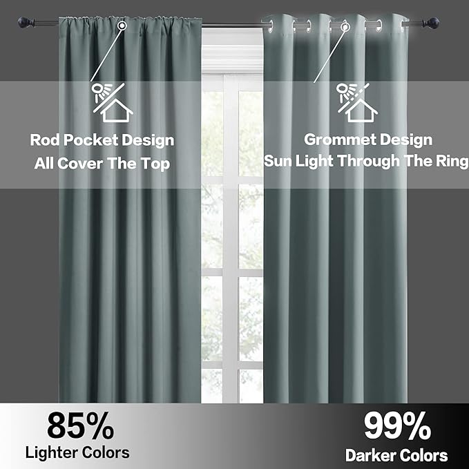 RYB HOME Blackout Cafe Curtains 30 inch Length, Short Light UV Heat Blocking - Image 6
