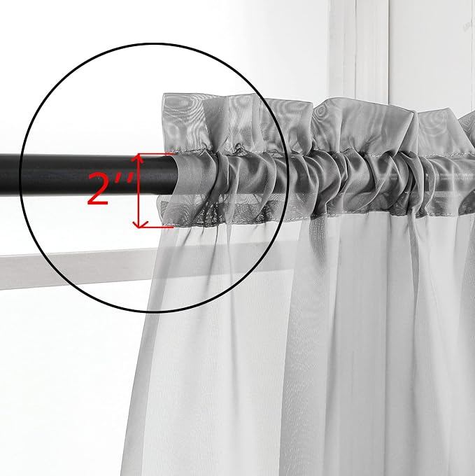 Aiyufneg 2 Panels Grey Sheer Valance - Image 3