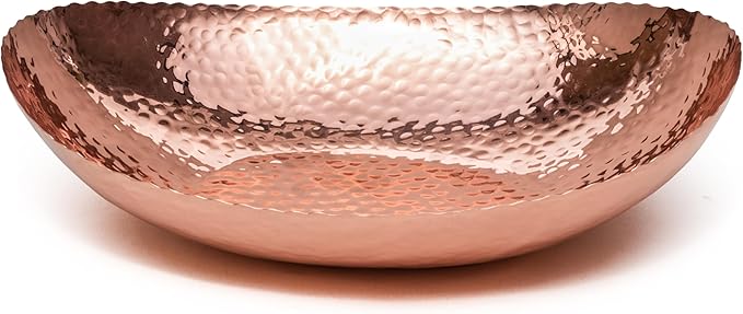Monarch Abode Hand Hammered Decorative Bowl for Home Decor, 12.75-Inch Copper Plated – Key Bowl for Entryway Table, Catch All, Decorative Fruit Basin, Key Holder, Bowls for Home Decor