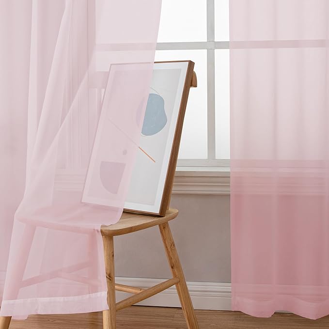Sheer Curtain 72 Inches Long 2 Panels Set, Elegant Airy Transparent Rod Pocket - Image 3