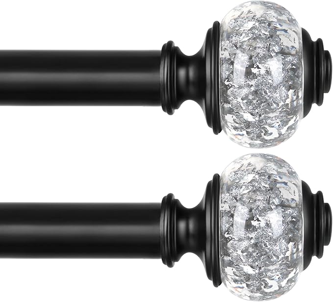 2 Pack Black Curtain Rods for Windows 48 to 84 Inch, USFOOK 7/8 Inch by USFOOK