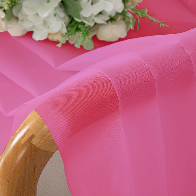 Hot Pink Sheer Curtains for Bedroom Living Room 90 Inches Long, Elegant Solid - Image 6
