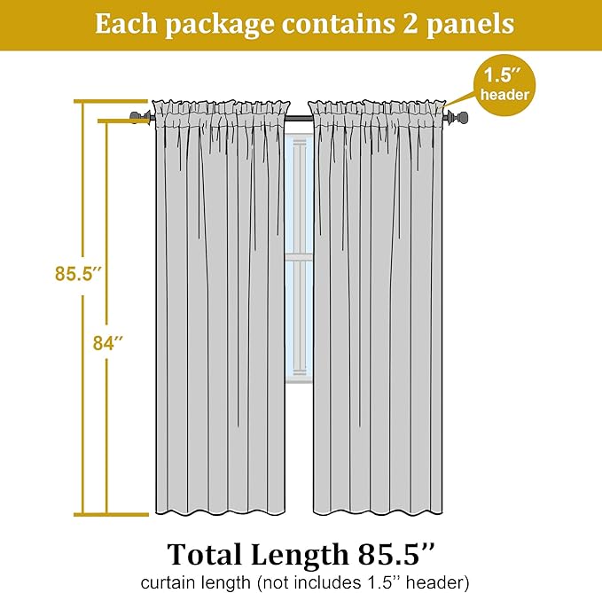 OWENIE Furman Sheer Sage Green Curtains 84 inches Long - Image 7