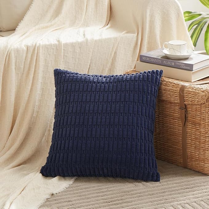 Fancy Homi 4 Packs Navy Blue Decorative Throw Pillow Covers 14x14 Inch - Image 2