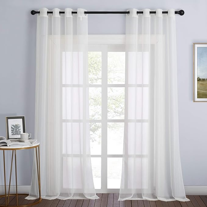 NICETOWN Beige Sheer Curtains 90 inch Length, Grommet Airy & Lightweight Chic by NICETOWN