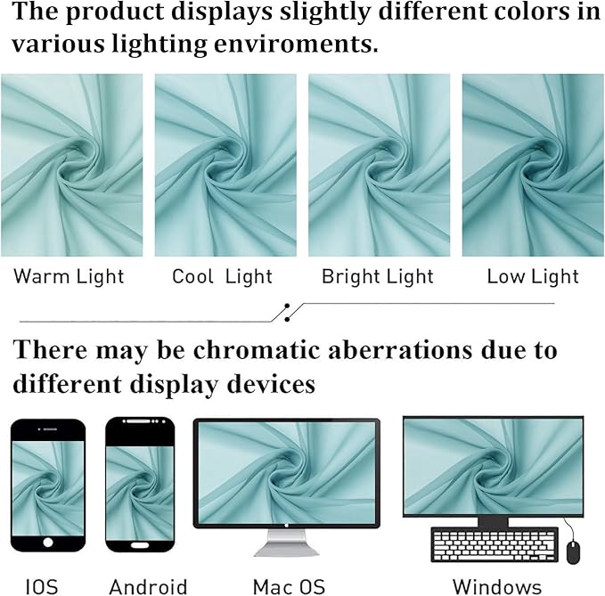 Lecloud Aqua Sheer Curtains for Living Room 90 Inches Long 2 Pcs, Voile Solid - Image 4