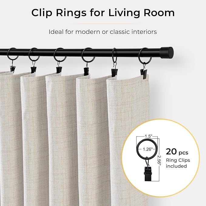 INOVADAY Linen Textured 100% Blackout Sliding Door Curtains 102x108 Beige | 1 - Image 5