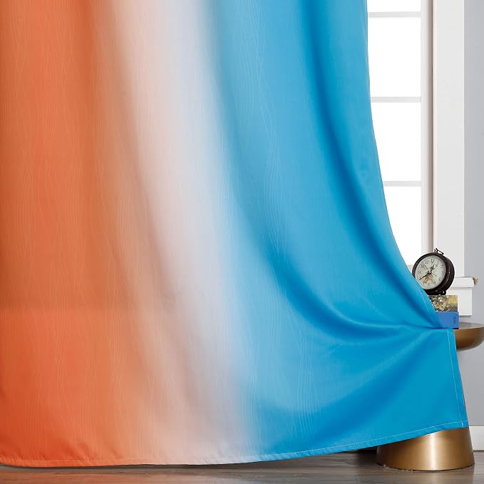 Ombre Orange and Blue Blackout Curtains 52Wx45L Inch Long | Gradient Curtains - Image 6