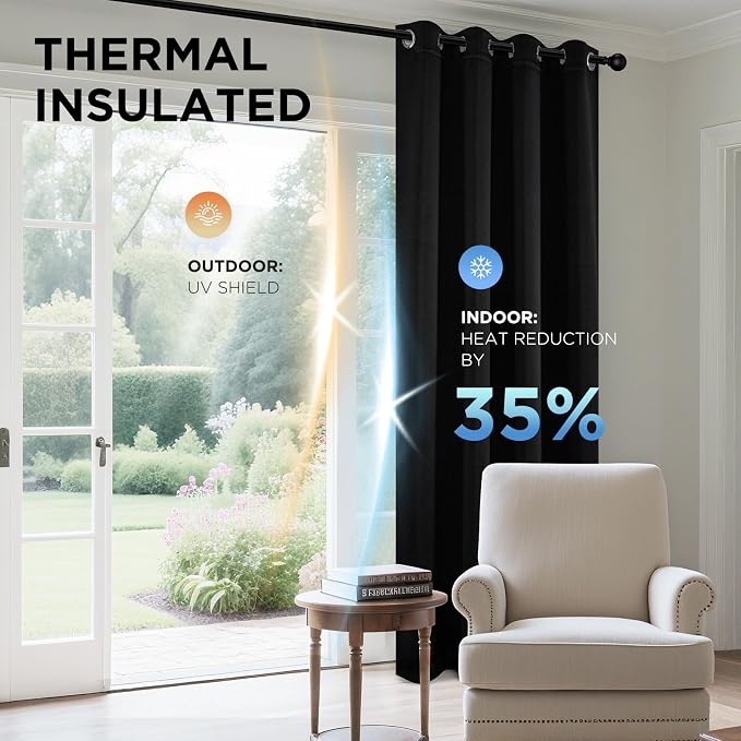 Joydeco Blackout Curtains 90 Inches Long 1 Panel, Thermal Insulated Long - Image 4