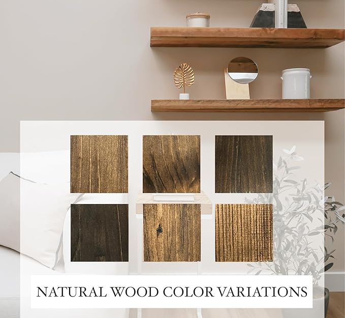 Modern Floating Shelves 3 Inches Thick for Wall, Wide Shelves for Kitchen, Living Room, Bedroom, and Bathroom, Natural Pine Wood, Rustic Wooden Shelf, (Set of 2) (Jacobean, 48Lx3Hx8D)